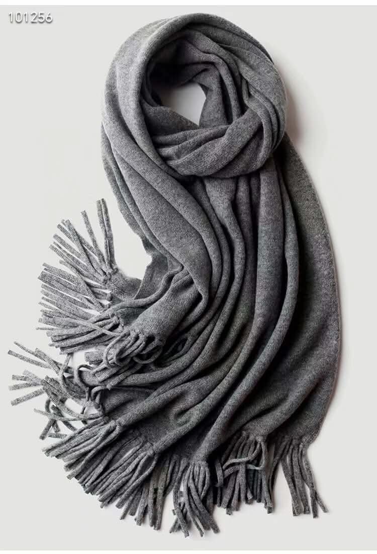 Women's 100% Pure Cashmere Knit Shawl Wrap with Fringe and Gift Box
