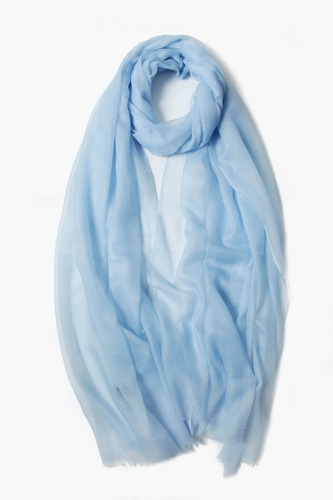 Featherlight 100% Cashmere Wrap Scarf – Ultimate Travel Luxury, Pure and Delicate in sky blue