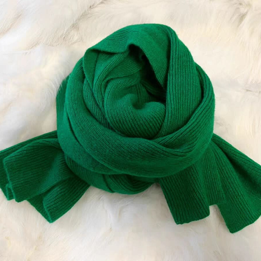 baby ribbed cashmere scarf ,BV Green scarf, holiday luxury gift