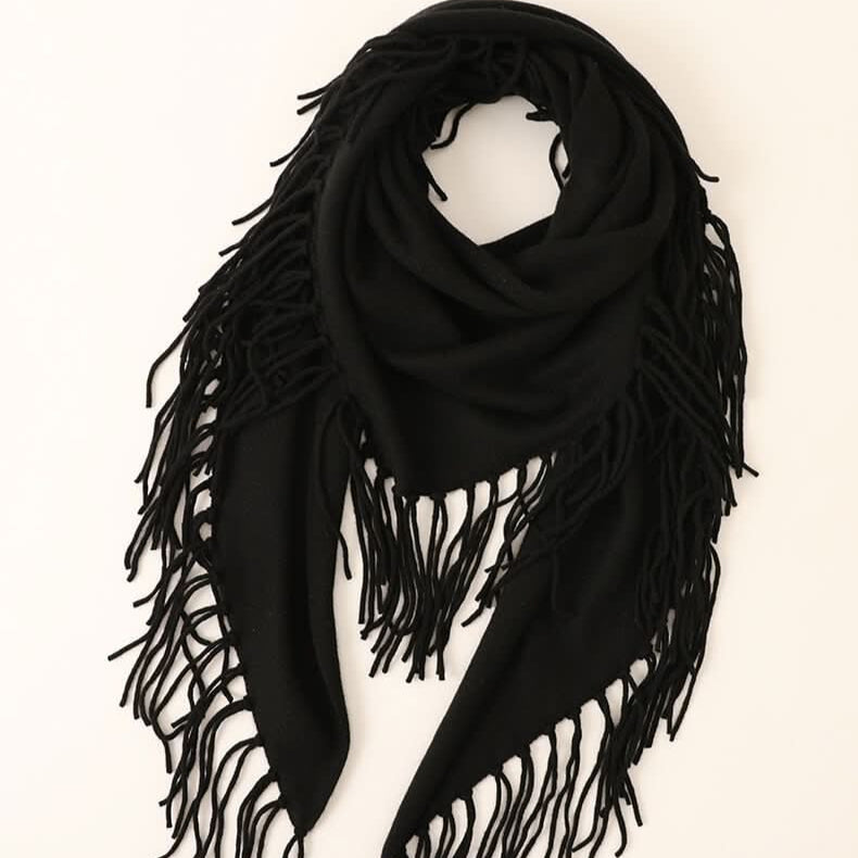 women's pure Cashmere black Scarf, Luxurious 100% Cashmere Triangle Scarf Shawl – Your Ultimate Comfort Companion