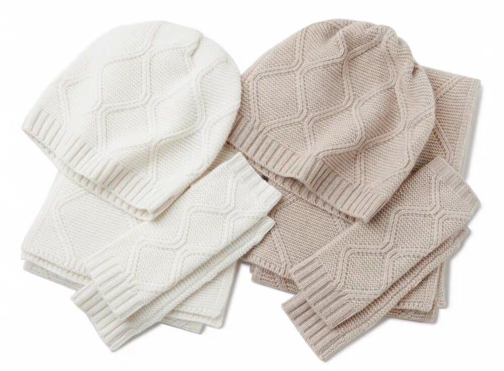 Luxurious 100% Cashmere Scarf beanie and gloves set