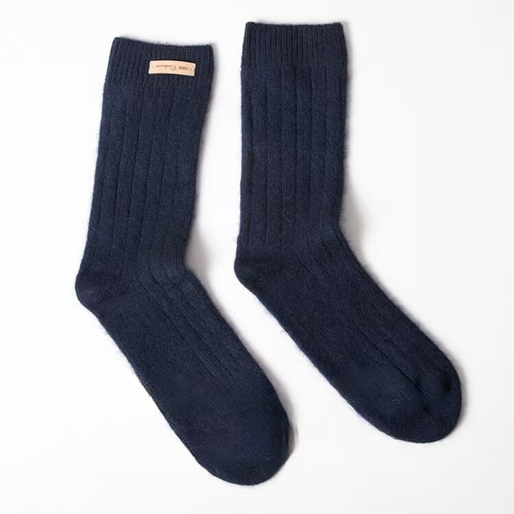 100% cashmere socks ribbed bed socks in navy blue for women