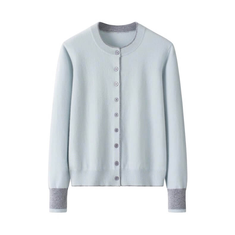 Women’s 26-Gauge Single Ply 100% Cashmere Cardigan in light blue