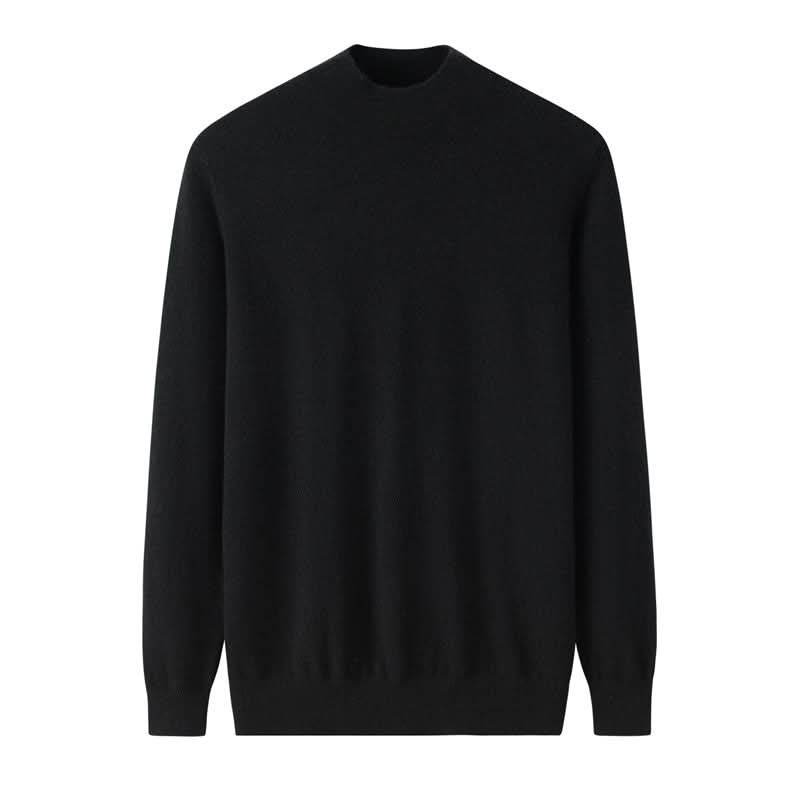 100% pure cashmere mock neck sweater for men in black color