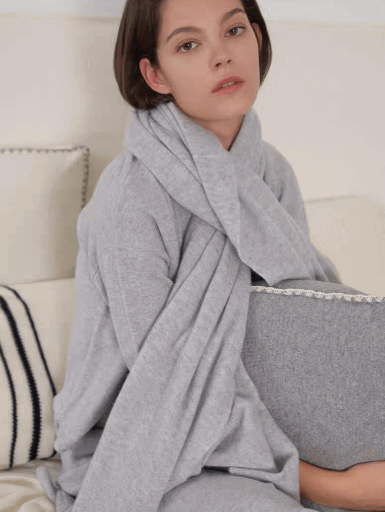 women's Cashmere Travel Wrap in grey color