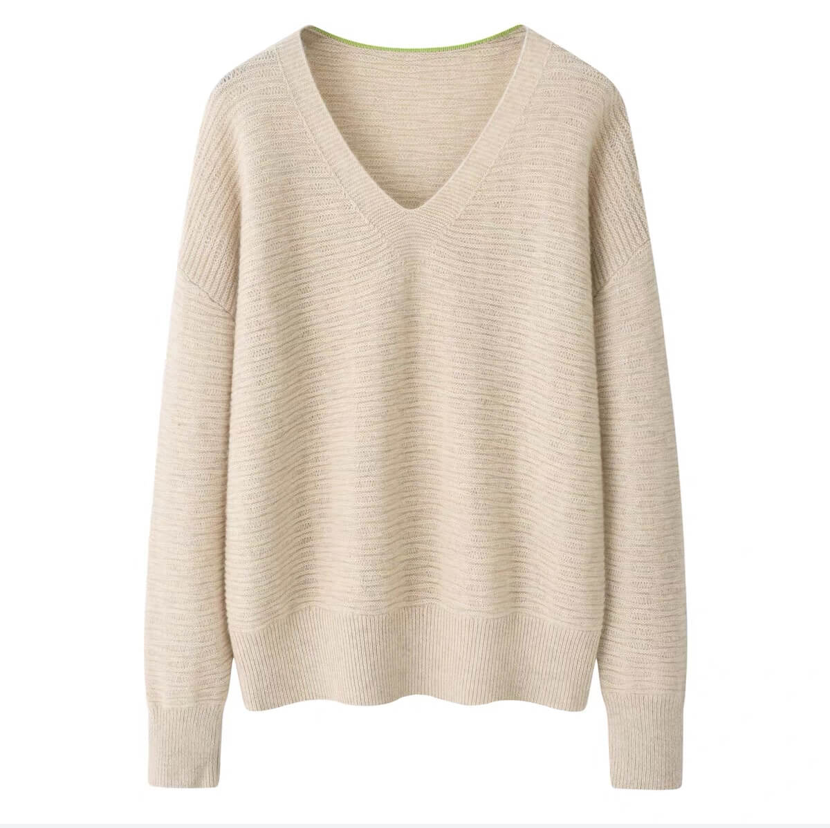 Women's Heavyweight 100% Cashmere Sweater in beige color