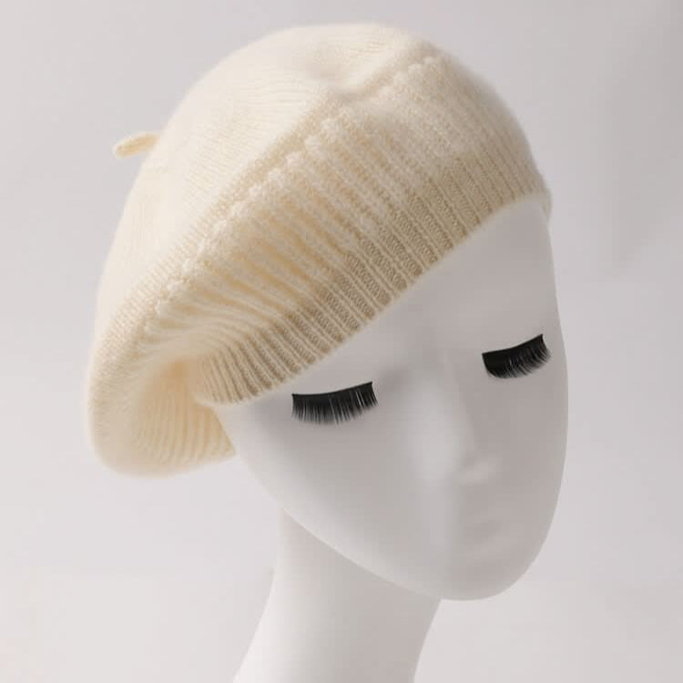 Women's 100% Pure Cashmere Beret in white color