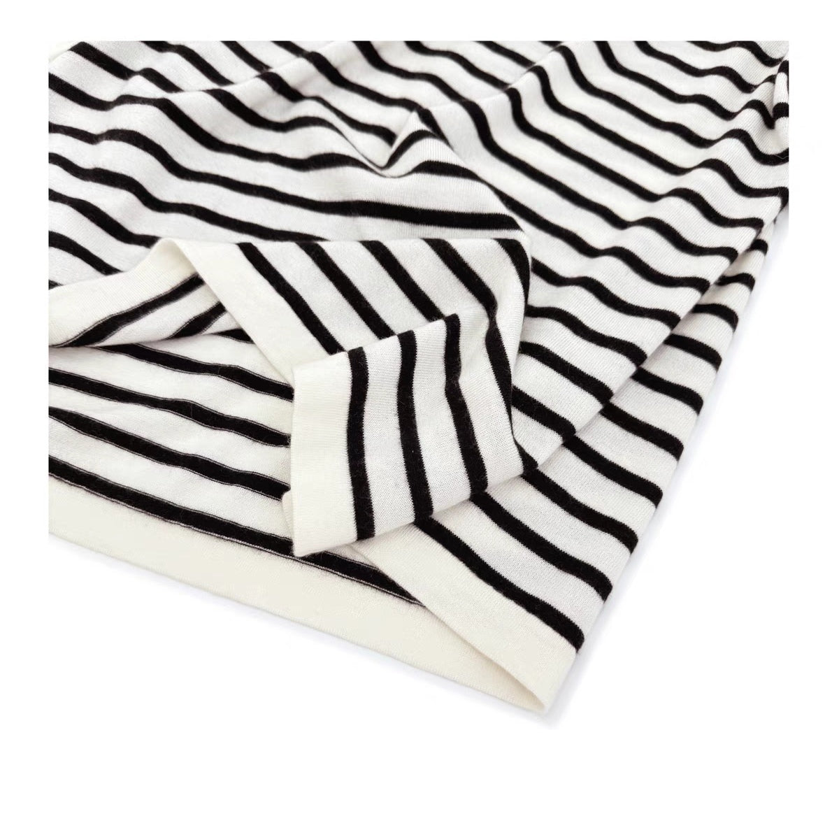 Timeless Stripes: 100% Cashmere Classic Crewneck Tee