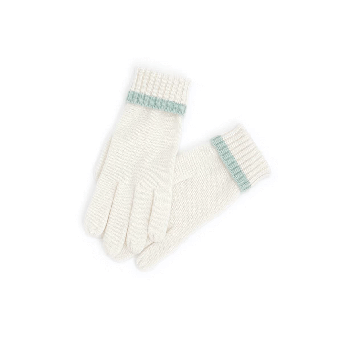 Luxurious 100% Pure White Cashmere Gloves with Contrast Cuff Design in white