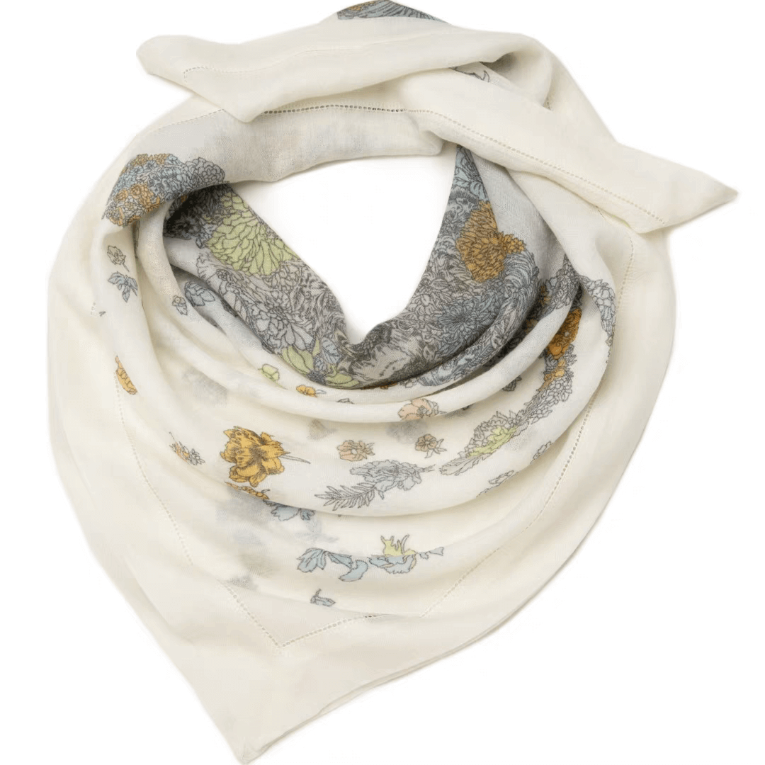 printed cashmere scarf, luxury cashmere scarf, large square scarf
