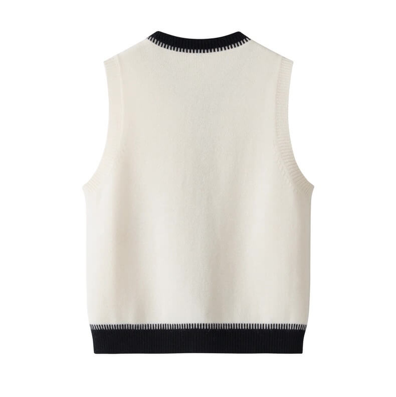 Women’s 100% Cashmere Crew Neck Vest in white