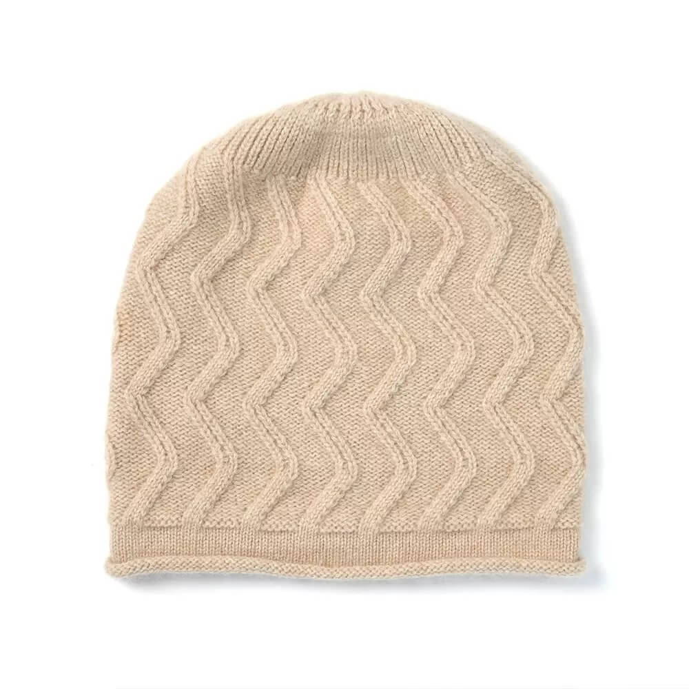 100% Cashmere Women's Beanie in beige color