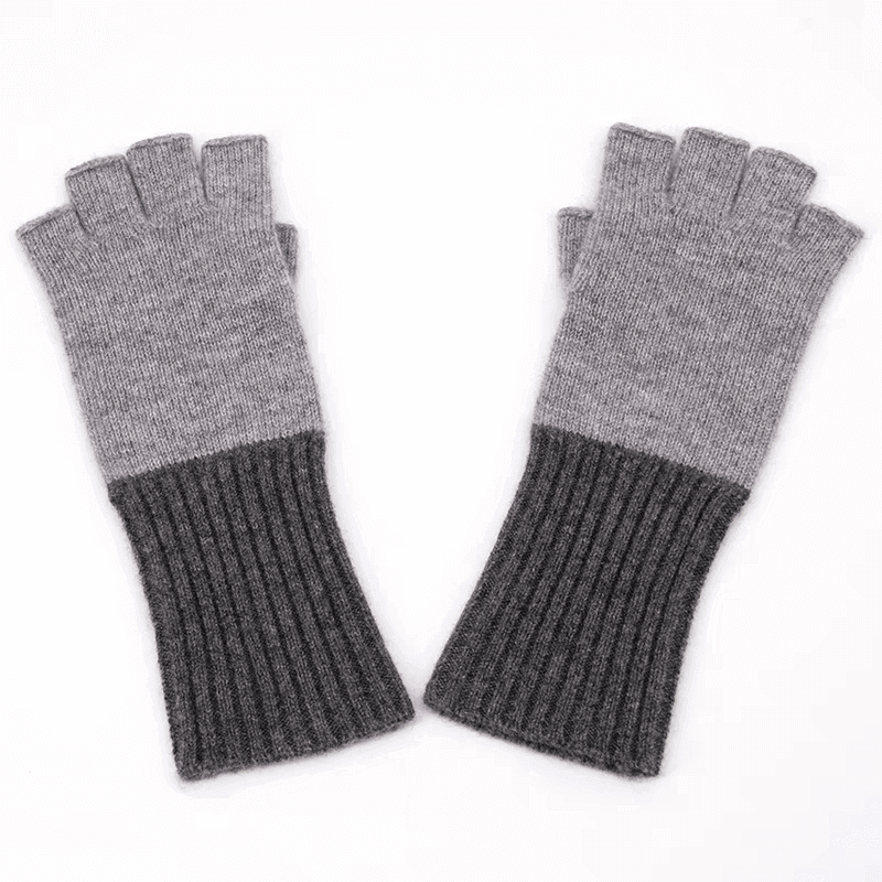 Women's 100% Cashmere Fingerless Gloves! grey color gloves