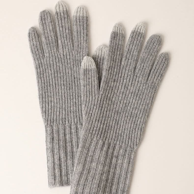 Women's Ribbed Knit Cashmere Gloves