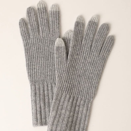 Women's Ribbed Knit Cashmere Gloves
