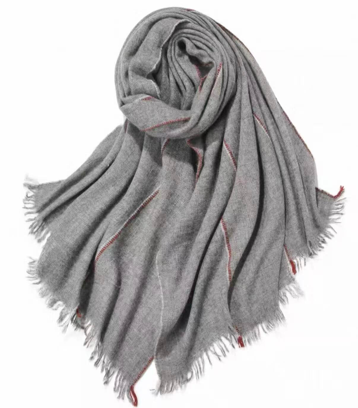 Cozy grey 100% cashmere winter scarf for women