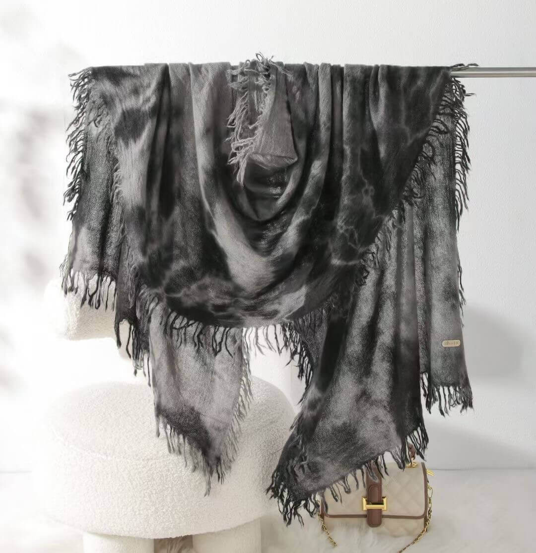 Hand-Dyed Cashmere Shawl for Women in grey