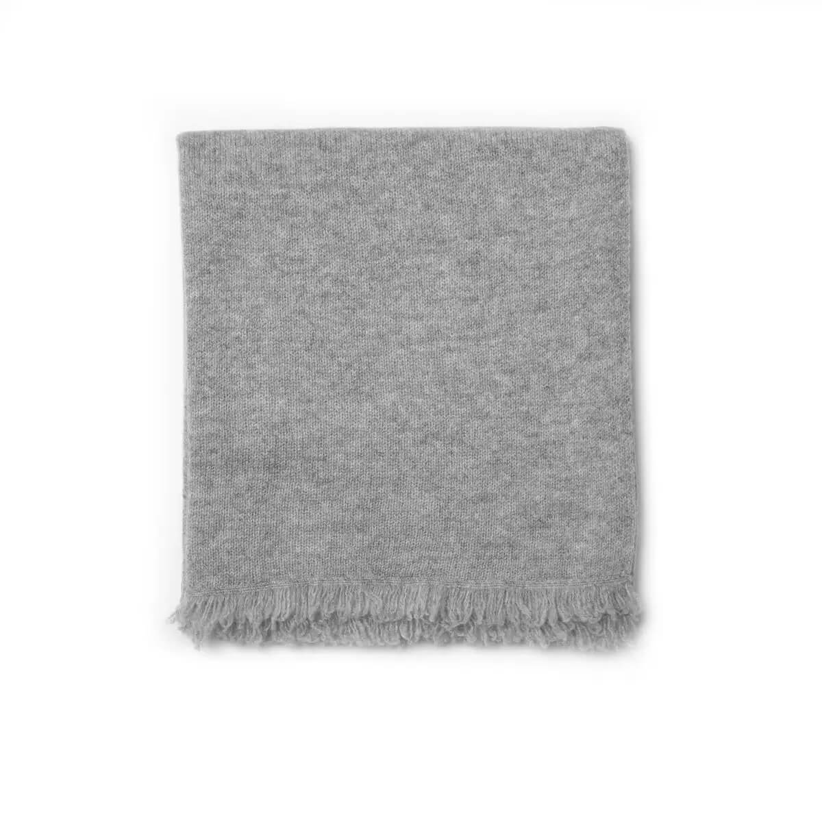 Light gray 100 percent cashmere knitted scarf soft warm and lightweight