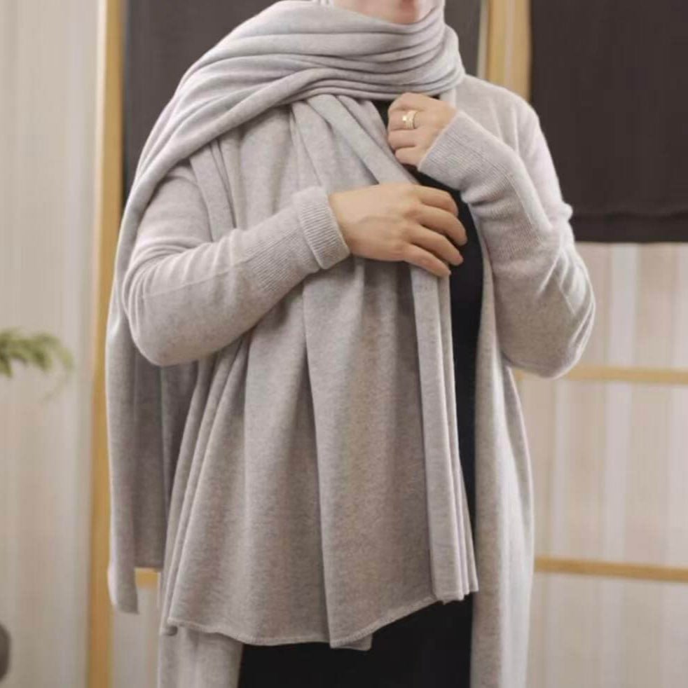 Oversized 100% Cashmere Scarf Wrap for women in light grey