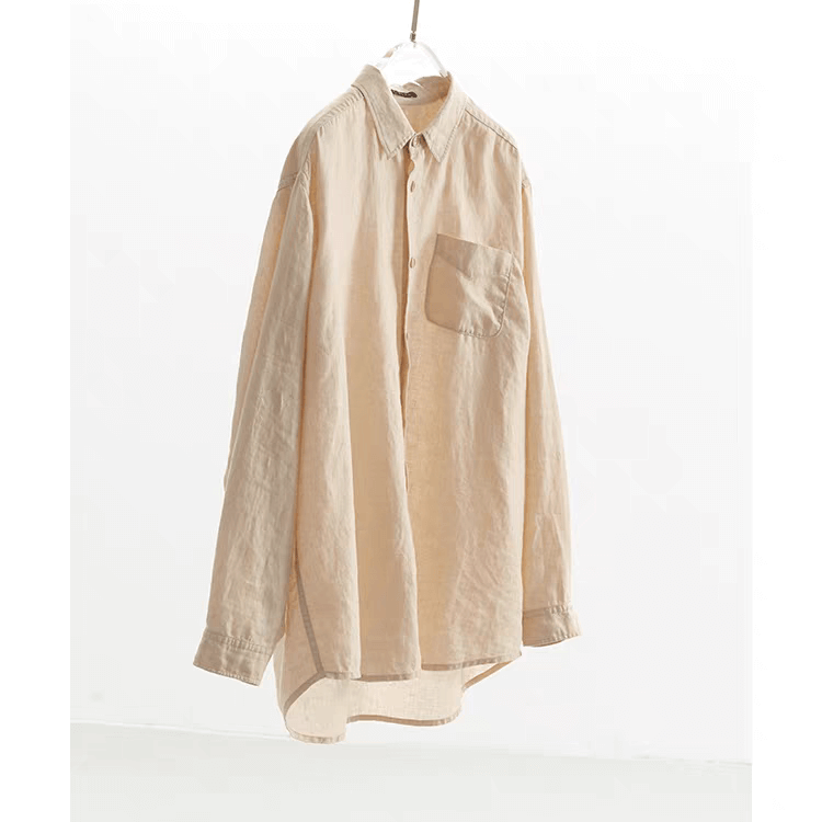 100% linen beige shirts for women