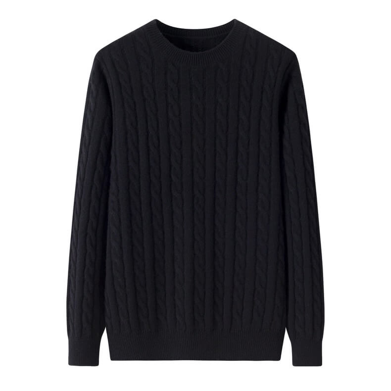 black cable knit sweater Men’s 100% Cashmere Sweater