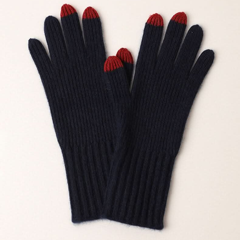 Women's Ribbed Knit Cashmere Gloves