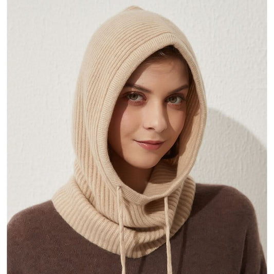 cashmere ribbed beige hoodie beanie hat,With it's cosy ribbed design our cashmere hood is super soft and so versatile. Add a hood to an outfit without the bulk of a full sweater. With a ribbed edge this cashmere hood is a perfect winters day addition to your wardrobe.