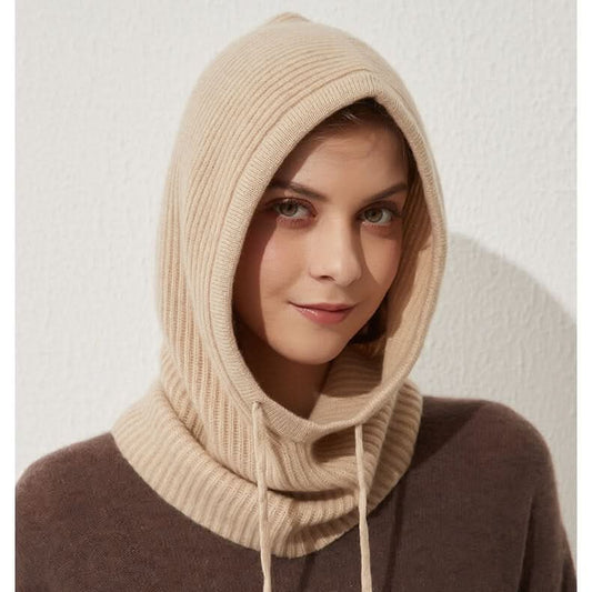 cashmere ribbed beige hoodie beanie hat,With it's cosy ribbed design our cashmere hood is super soft and so versatile. Add a hood to an outfit without the bulk of a full sweater. With a ribbed edge this cashmere hood is a perfect winters day addition to your wardrobe.