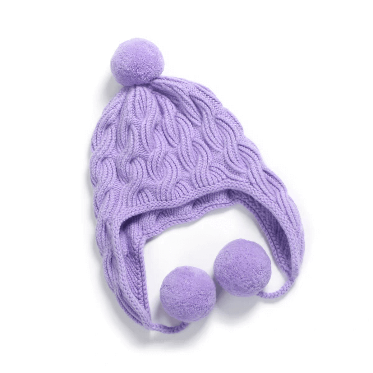 100% Cashmere Beanie for Women with pom pom in purple color