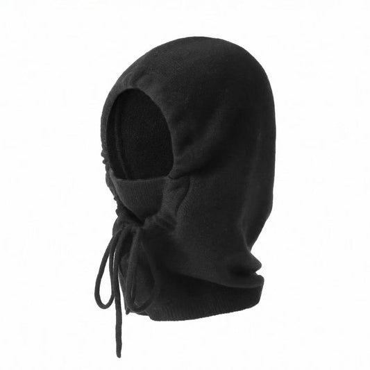 Winter cashmere balaclava hat with ribbed front mask, ultra-soft, breathable and extremely warm