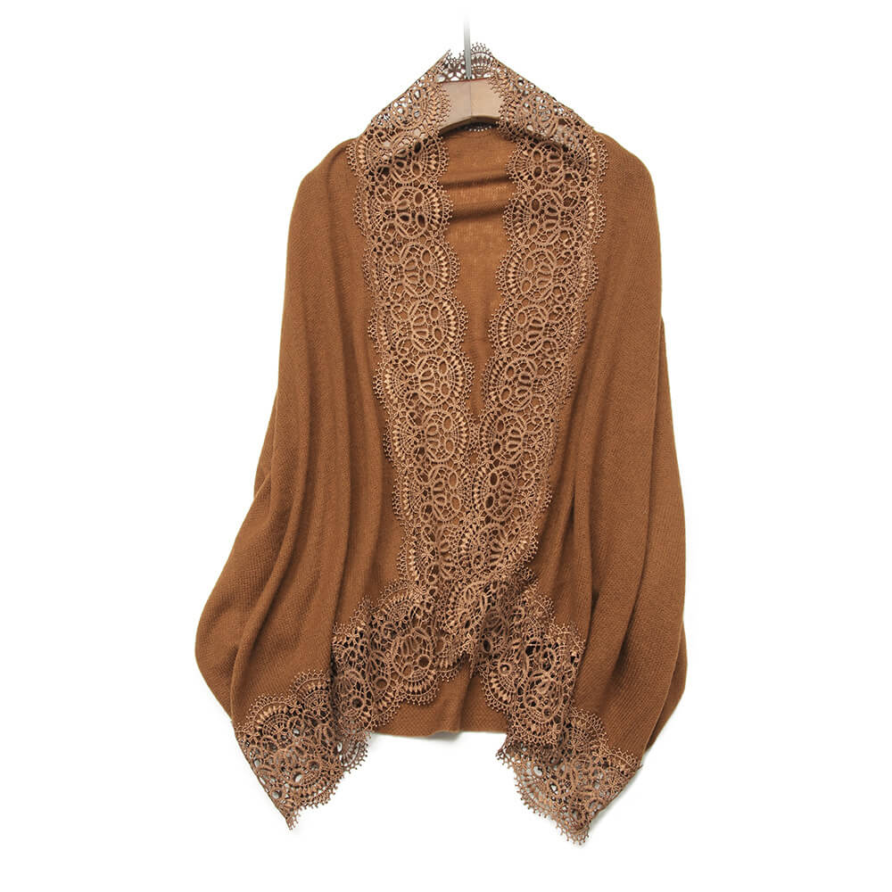 women's pure cashmere cape scarf in brown