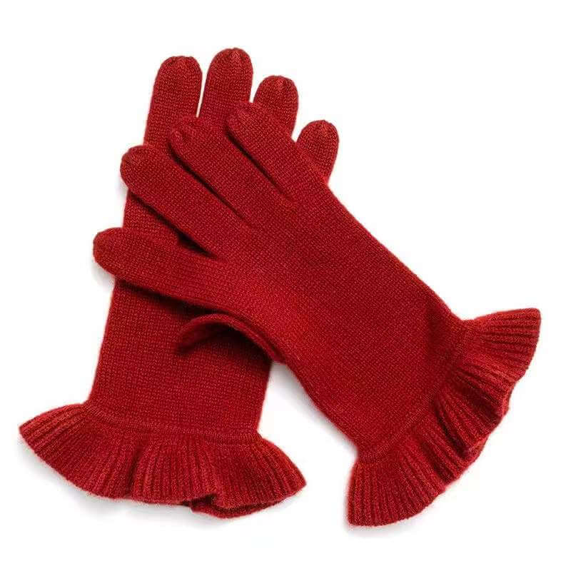 Women's pure cashmere gloves in Christmas red