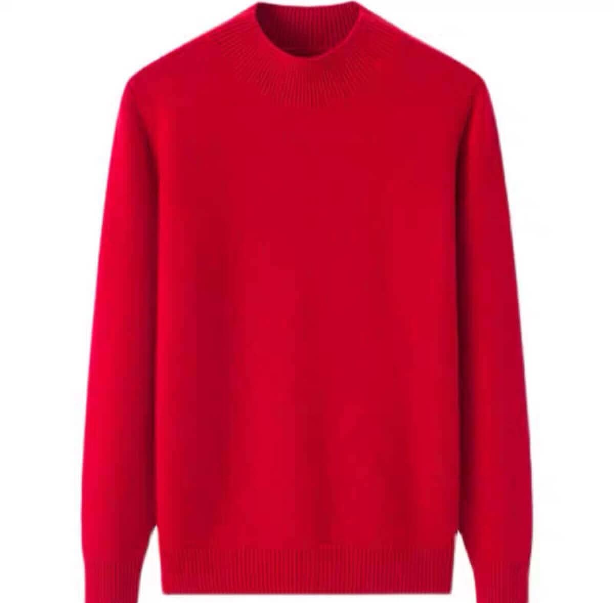 red women's pure mock neck Cashmere Sweater