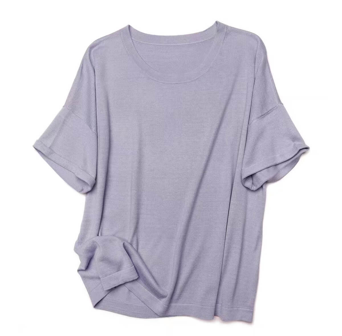 Luxurious Silk-Cashmere Blend Crewneck Tee in purple