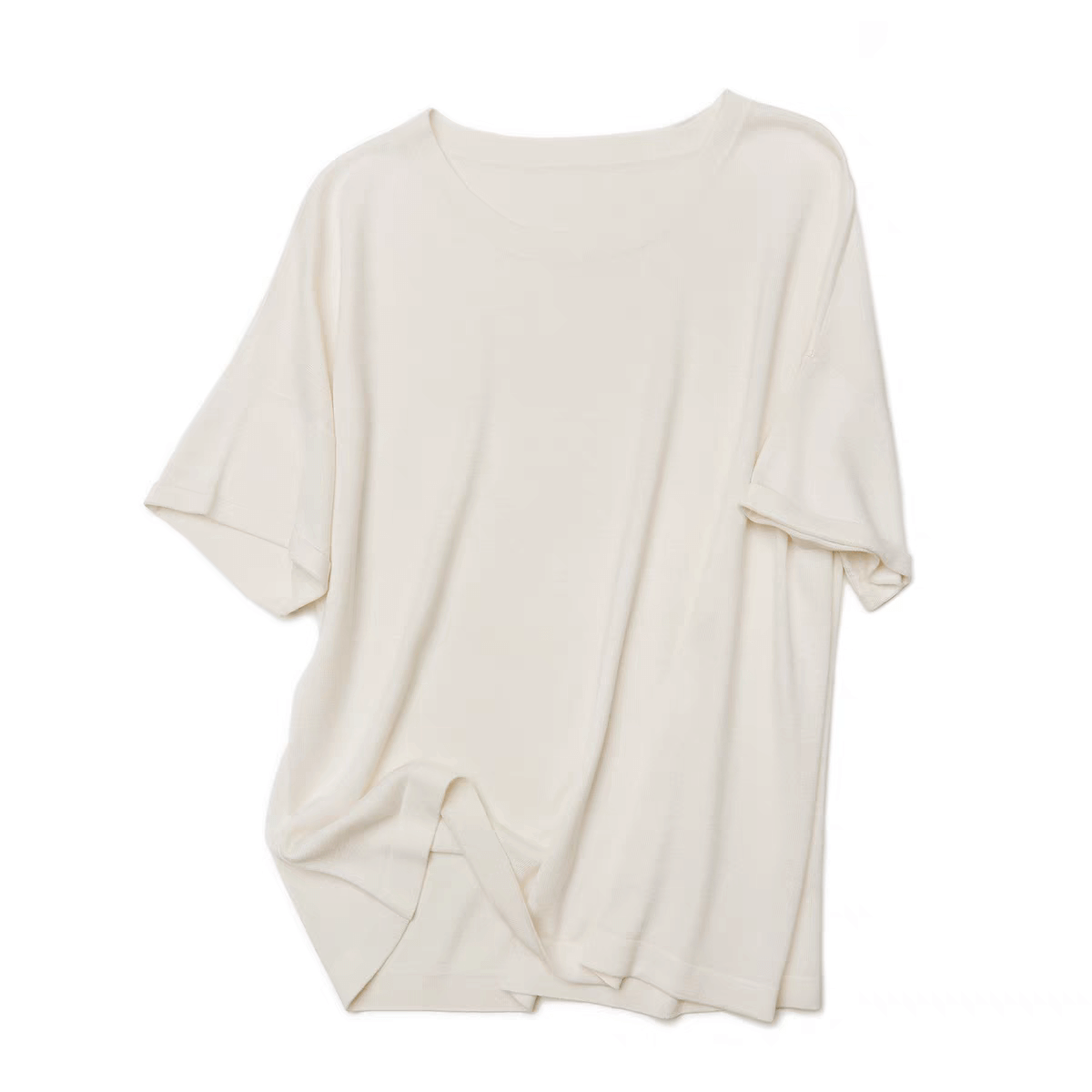 Luxurious Silk-Cashmere Blend Crewneck Tee in white