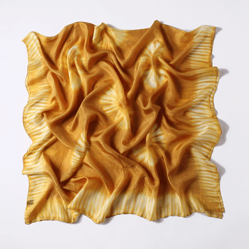 Luxurious 100% Mulberry Silk Hand-Dyed Tie-Dye Scarf in orange