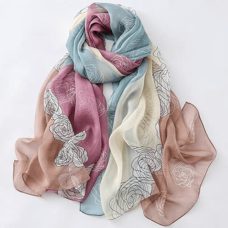 100% Mulberry Silk Chiffon Scarf in light purple