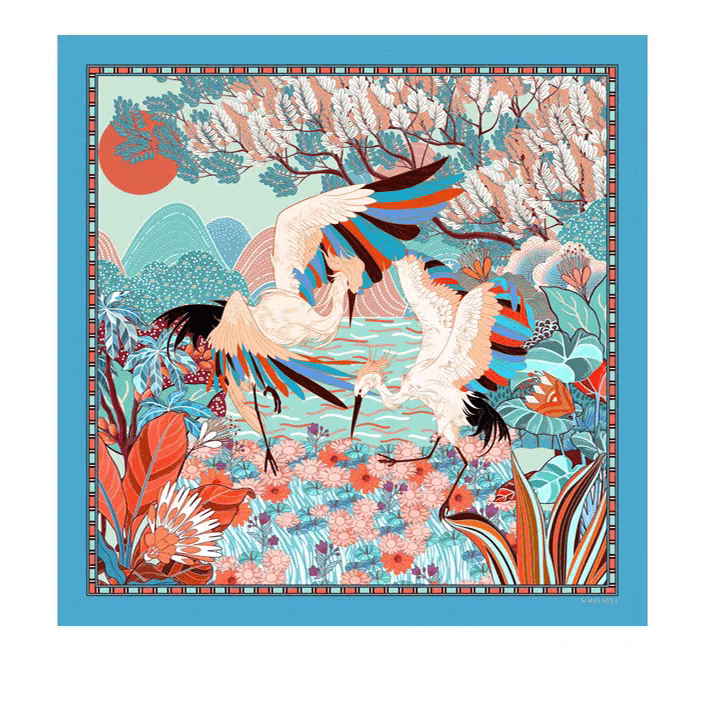100% Silk Square Scarves for Women