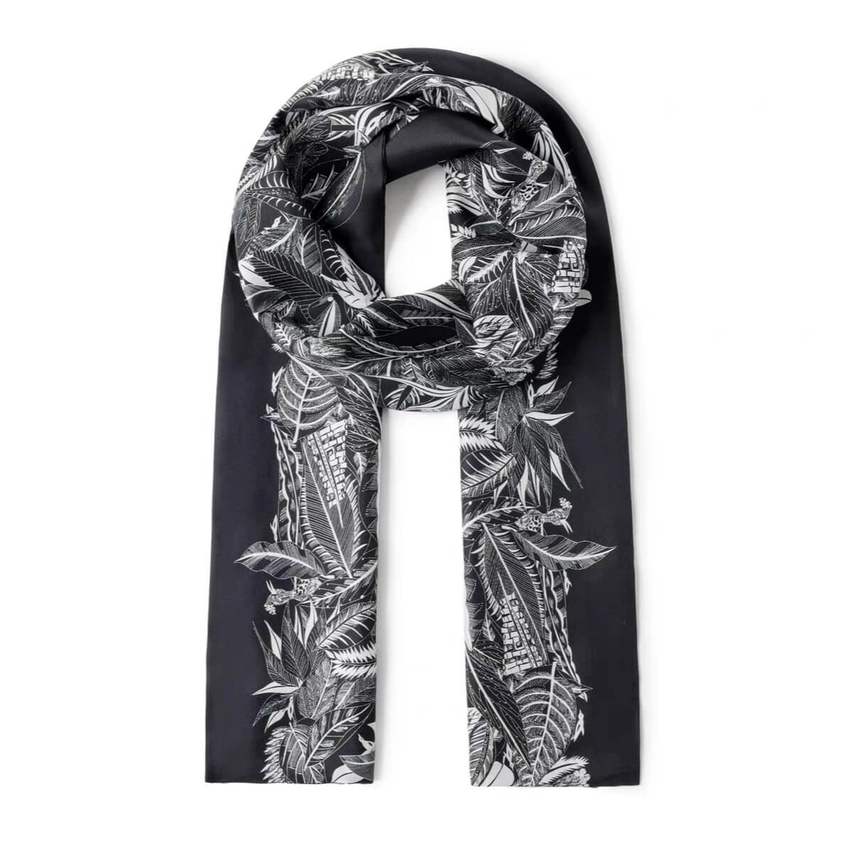 Men's 100% Pure Mulberry Silk Scarf in black