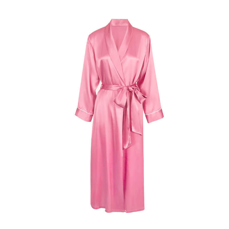 Summer 100% Silk Satin Robe in pink