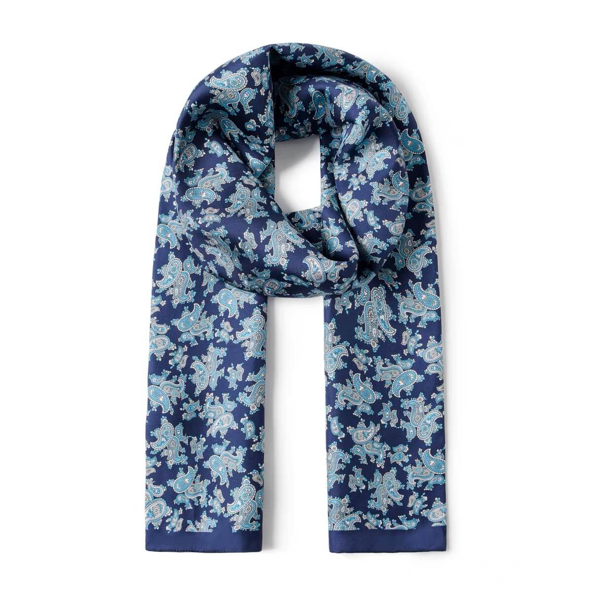 Men's 100% Pure Mulberry Silk Scarf in blue