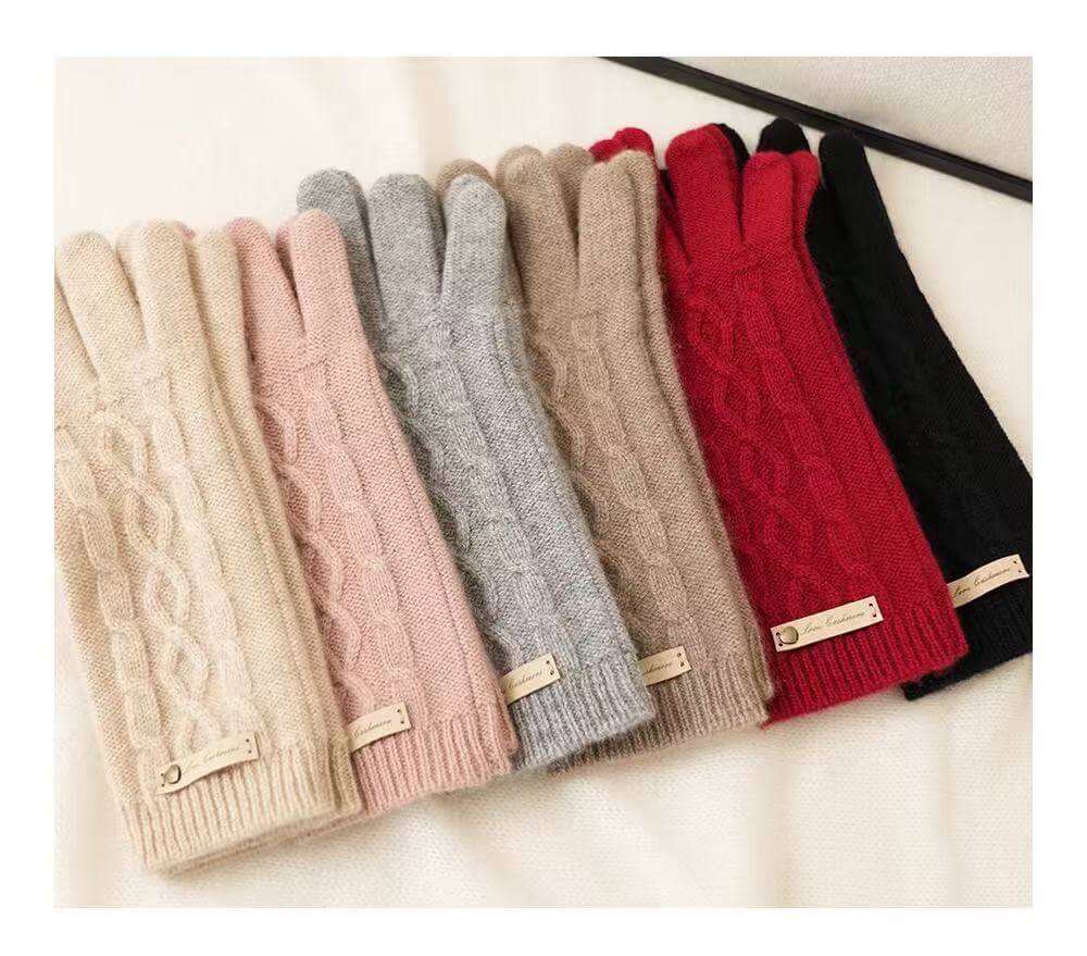 luxury women cashmere gloves soft warm winter handwear