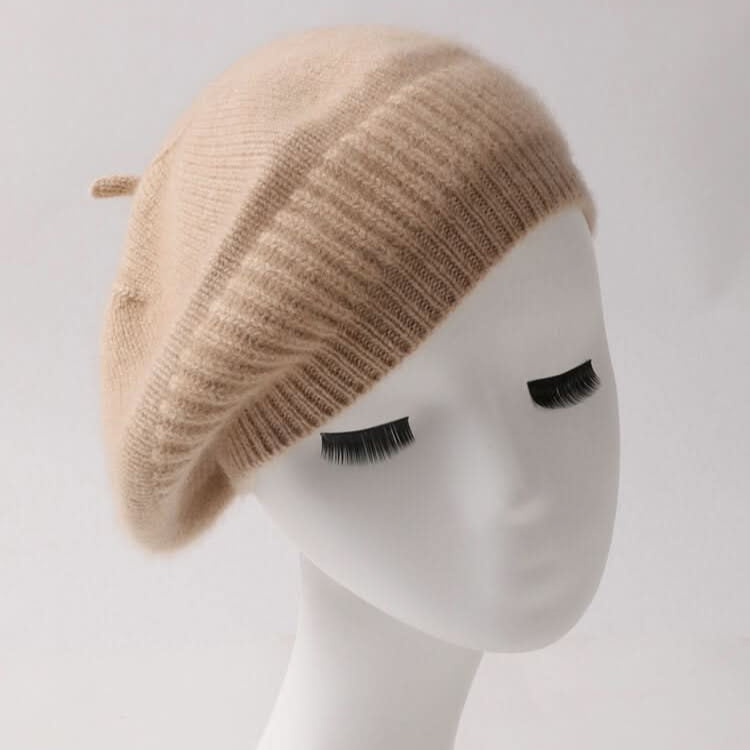 Women's 100% Pure Cashmere Beret in camel color