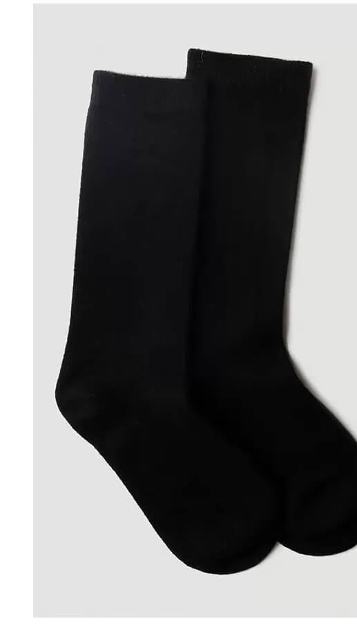 100% Cashmere Mid-Calf Knit Socks – Thick and Soft in black color