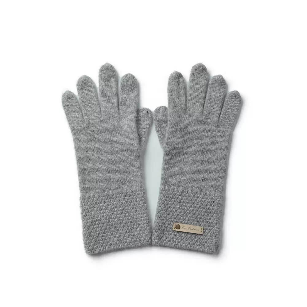 Women’s 100% Pure Cashmere Five-Finger Gloves in grey
