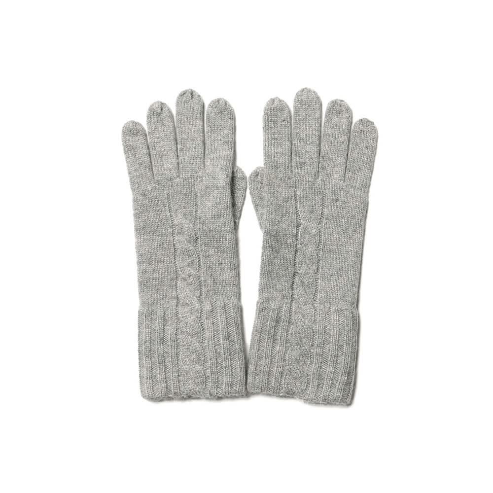 Women's 100% Pure Cashmere Cable Knit Gloves in grey color