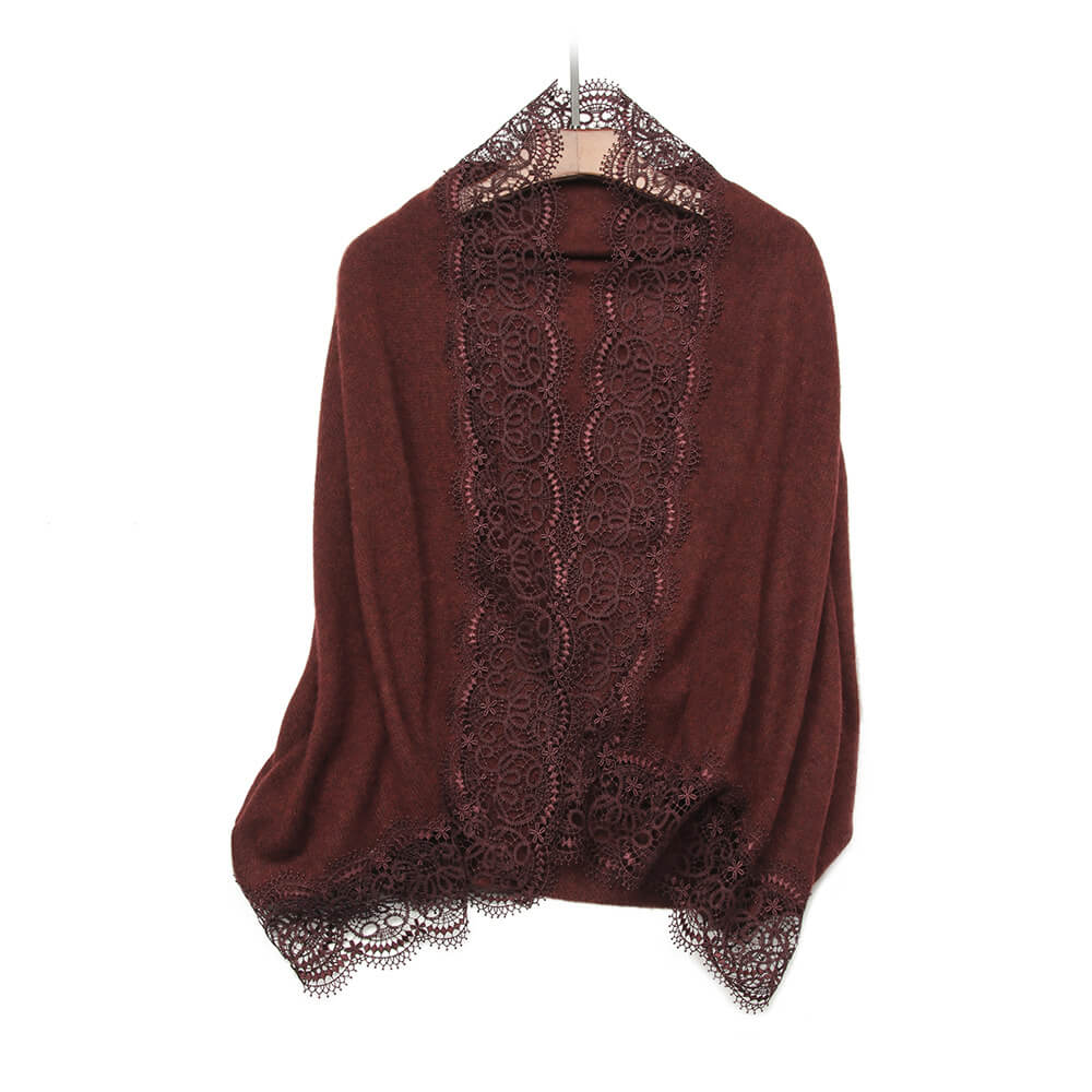 women's pure cashmere cape scarf in wine red