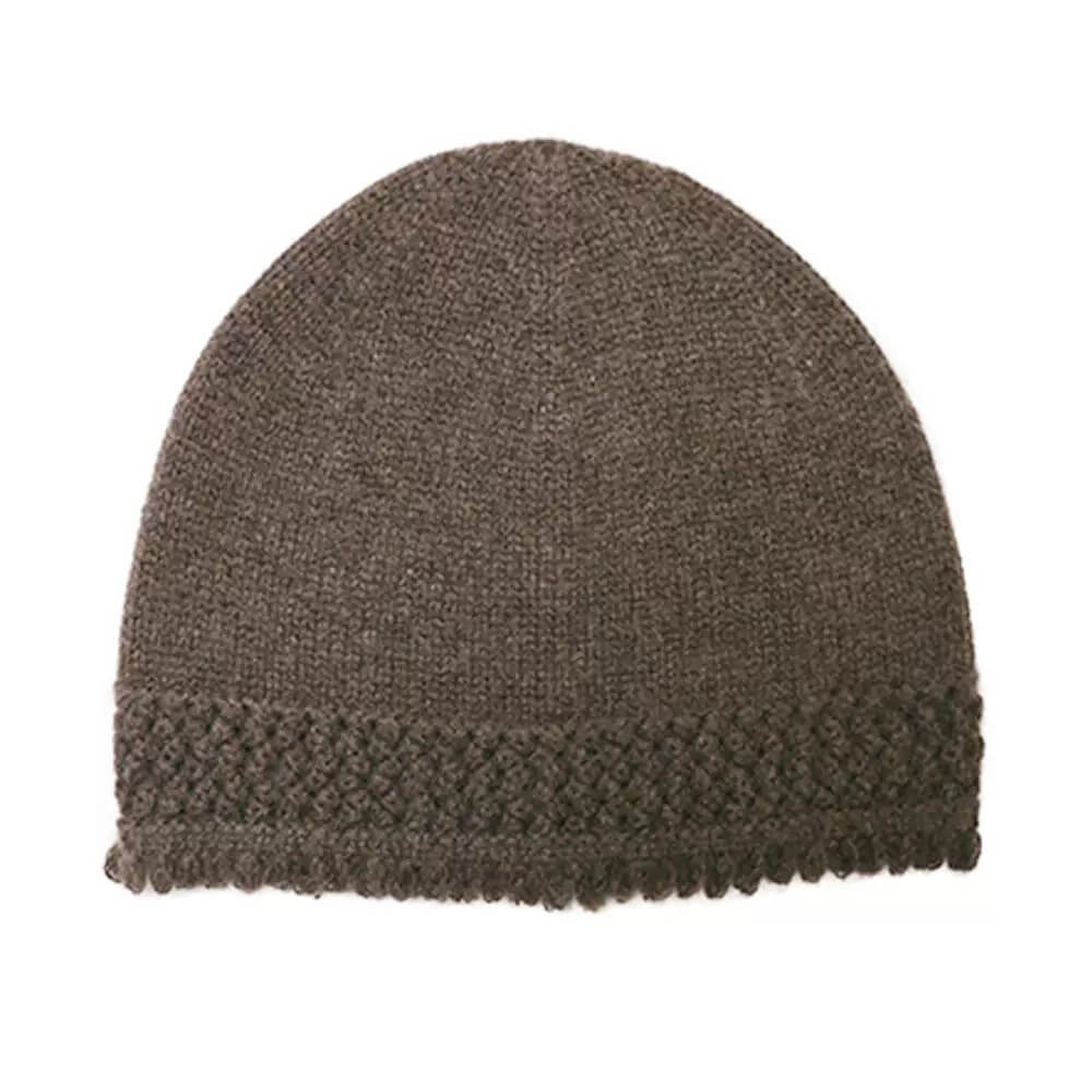 Women’s 100% cashmere knit hat with tassel edge – soft, warm winter beanie for women