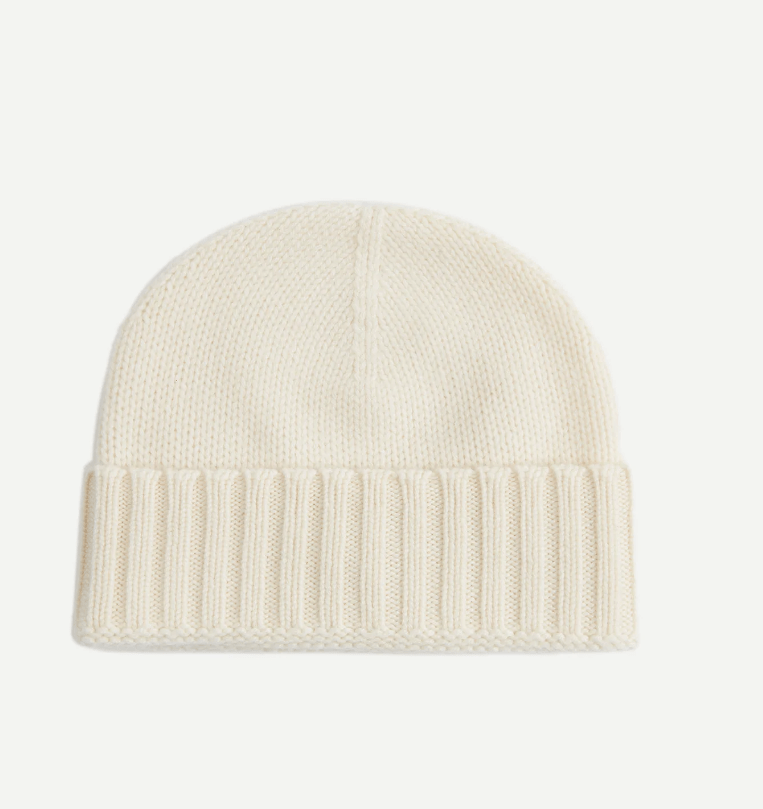 cashmere beanies in pure white color