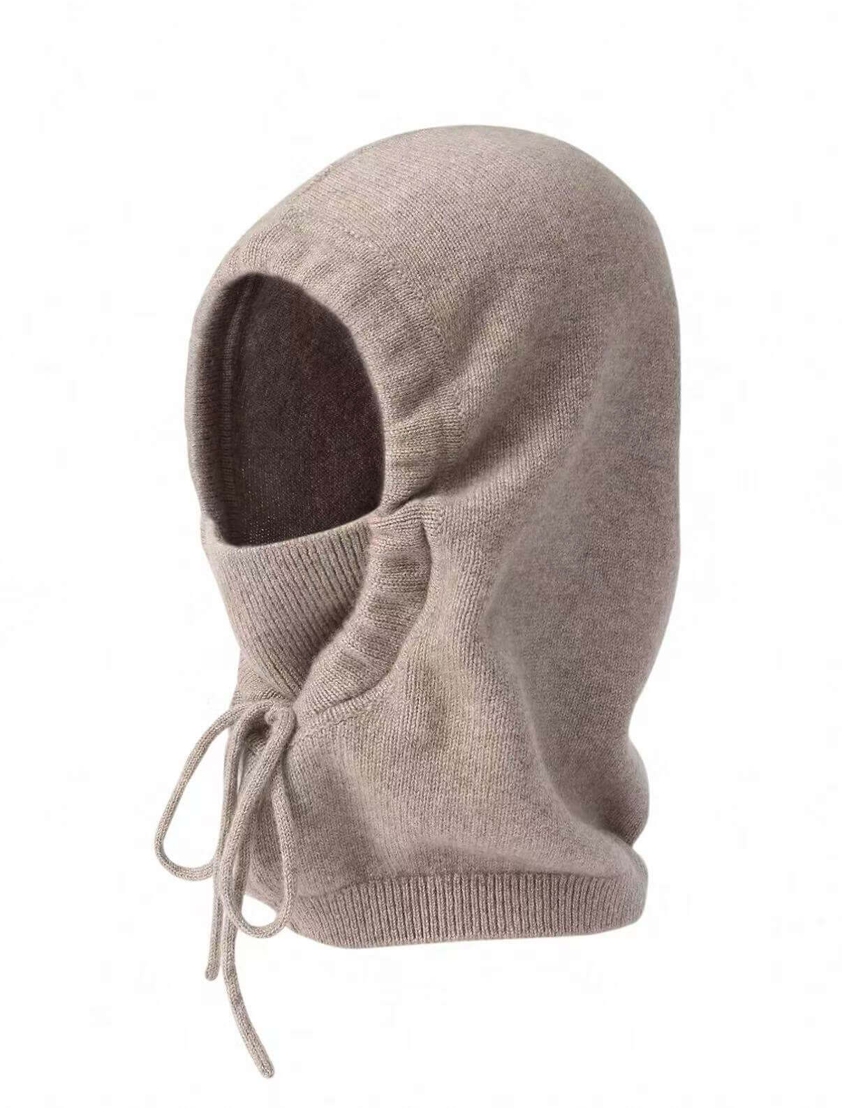 100% Cashmere Balaclava for Women in camel color for women